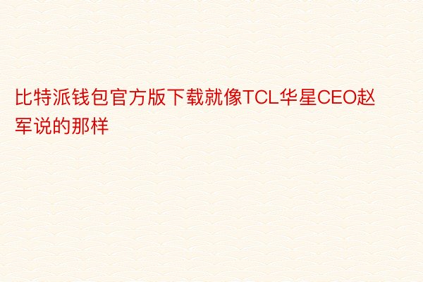 比特派钱包官方版下载就像TCL华星CEO赵军说的那样