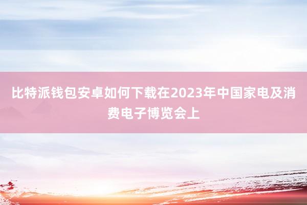 比特派钱包安卓如何下载在2023年中国家电及消费电子博览会上